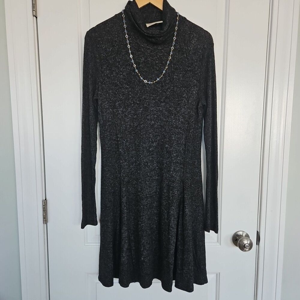 Saturday Sunday Anthropologie Cowl Neck Sweater Dress Medium, Heather Black‎